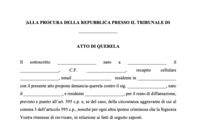 Querela per diffamazione via chat social [Scarica il modello]